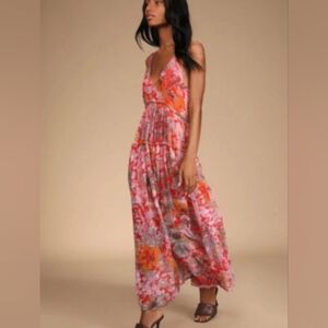 Free People Floral Maxi Dress - Red and Pink